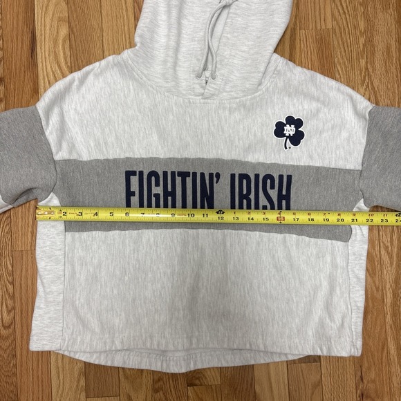 Champion Reverse Weave Notre Dame Cropped Hoodie Women's‎ Large Gray Sweatshirt - Picture 7 of 9